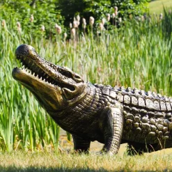 Reptiles^Statues & Sculptures Crocodile Life-Size Bronze Metal Garden Statue