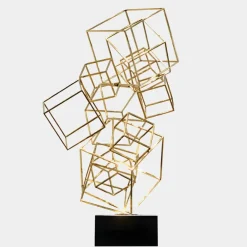 Table Top|Abstract^Statues & Sculptures Cube Fusion 85cm Gold Metal Indoor Sculpture
