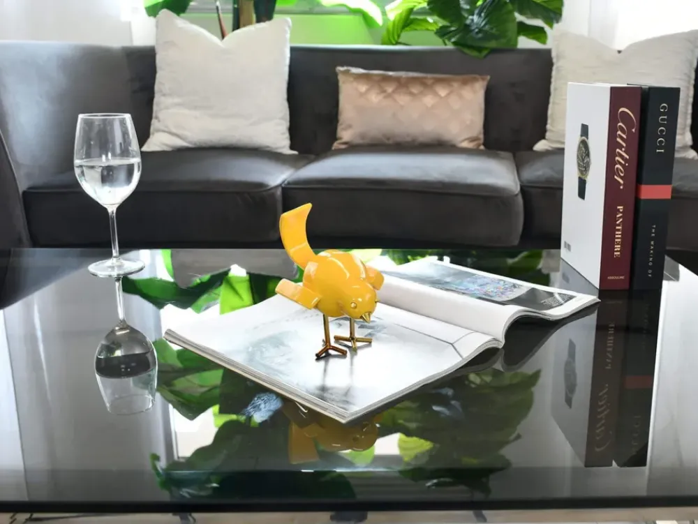 Table Top|Animals^Statues & Sculptures Cubic Bird 14cm Caio Yellow Resin Indoor Sculpture