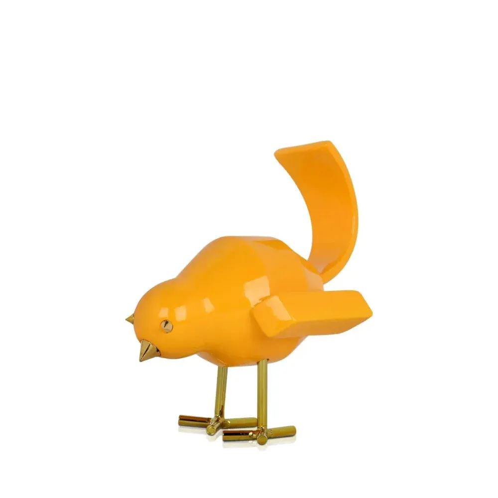 Table Top|Animals^Statues & Sculptures Cubic Bird 14cm Caio Yellow Resin Indoor Sculpture