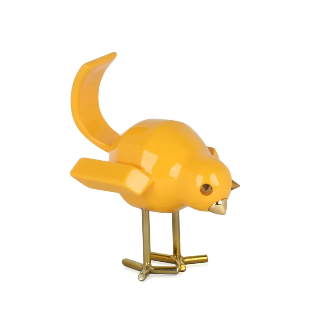 Table Top|Animals^Statues & Sculptures Cubic Bird 22cm Caio Yellow Resin Indoor Sculpture