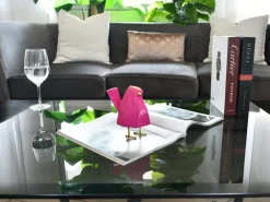 Table Top|Animals^Statues & Sculptures Cubic Bird 14cm Magenta Resin Indoor Sculpture