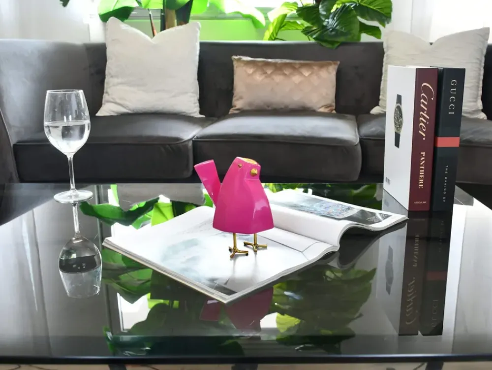 Table Top|Animals^Statues & Sculptures Cubic Bird 14cm Magenta Resin Indoor Sculpture