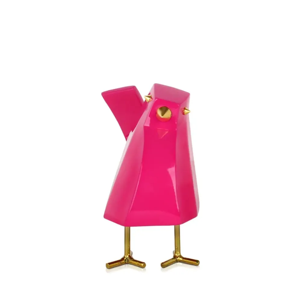 Table Top|Animals^Statues & Sculptures Cubic Bird 14cm Magenta Resin Indoor Sculpture