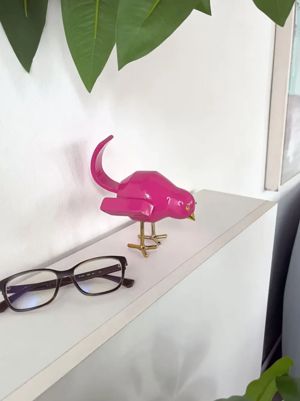 Table Top|Animals^Statues & Sculptures Cubic Bird 14cm Rosa Pink Resin Indoor Sculpture