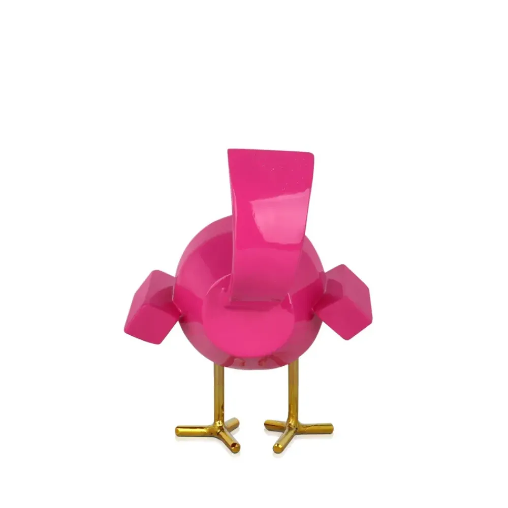 Table Top|Animals^Statues & Sculptures Cubic Bird 14cm Rosa Pink Resin Indoor Sculpture