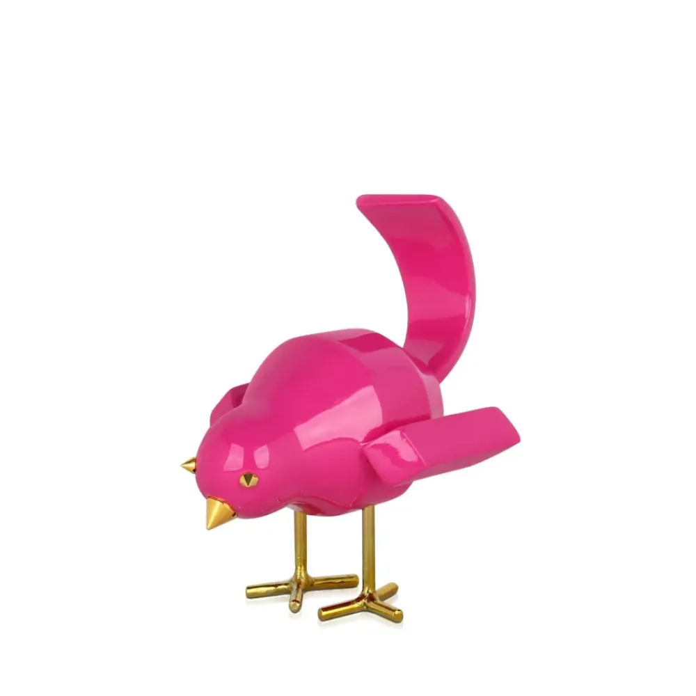 Table Top|Animals^Statues & Sculptures Cubic Bird 14cm Rosa Pink Resin Indoor Sculpture