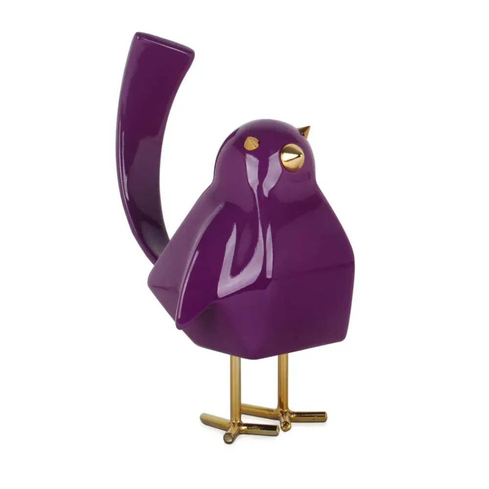 Table Top|Animals^Statues & Sculptures Cubic Bird 30cm Violet Resin Indoor Sculpture