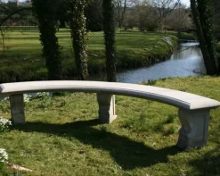 Stone Benches^Statues & Sculptures Curved Ivy Double Stone Garden Bench