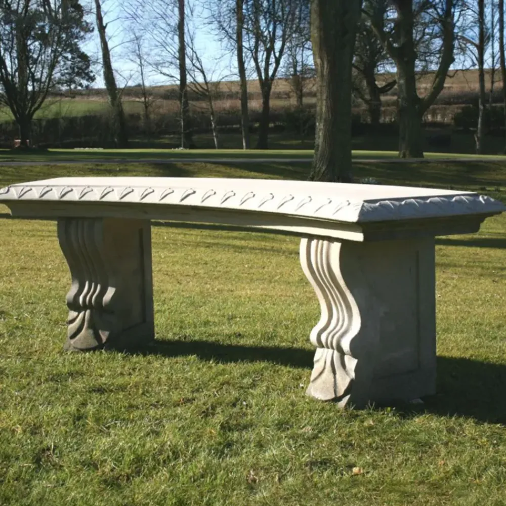 Stone Benches^Statues & Sculptures Curved Ivy Stone Garden Bench