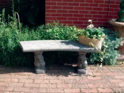 Stone Benches^Statues & Sculptures Curved Plain Top Stone Garden Bench