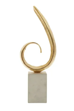 Table Top|Abstract^Statues & Sculptures Curved Reflection 50cm Gold Metal Indoor Sculpture