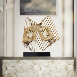 Table Top|Abstract^Statues & Sculptures Cyber Book 46cm Gold Metal Indoor Sculpture