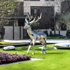 Wildlife|Stags & Deers^Statues & Sculptures Deer 168cm Geometric Metal Garden Sculpture