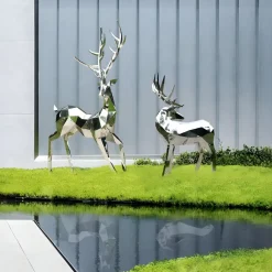 Wildlife|Stags & Deers^Statues & Sculptures Deer 158cm Geometric Metal Garden Sculpture