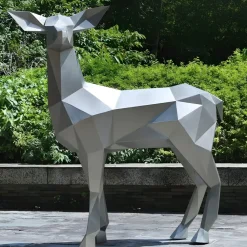 Wildlife|Stags & Deers^Statues & Sculptures Deer 160cm Geometric Metal Garden Sculpture