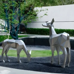 Wildlife|Stags & Deers^Statues & Sculptures Deer 160cm Geometric Metal Garden Sculpture