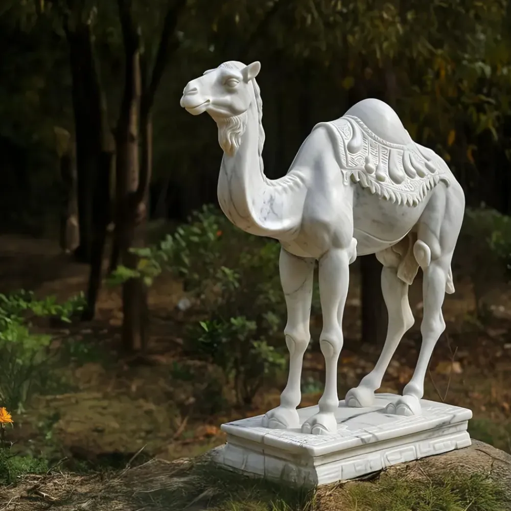 Wildlife|Modern^Statues & Sculptures Desert Camel 160cm White Marble Garden Statue v6