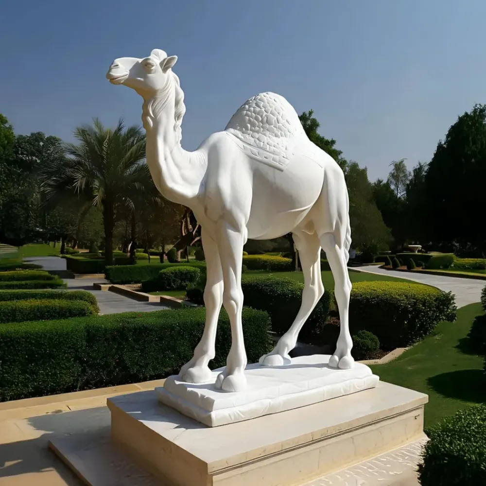 Wildlife|Modern^Statues & Sculptures Desert Camel 160cm White Marble Garden Statue v2