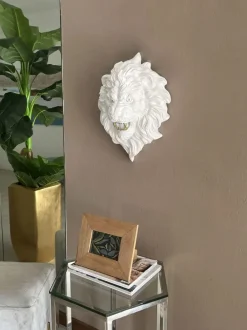 Wall Art|Animals^Statues & Sculptures Desert Lion 49cm White Resin Wall Sculpture