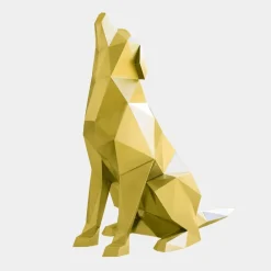 Low Poly|Animals^Statues & Sculptures Dog 100cm Gold Geometric Metal Garden Sculpture