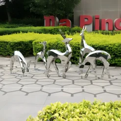 Wildlife|Stags & Deers^Statues & Sculptures Dynamic Deer 75cm Metal Garden Sculpture