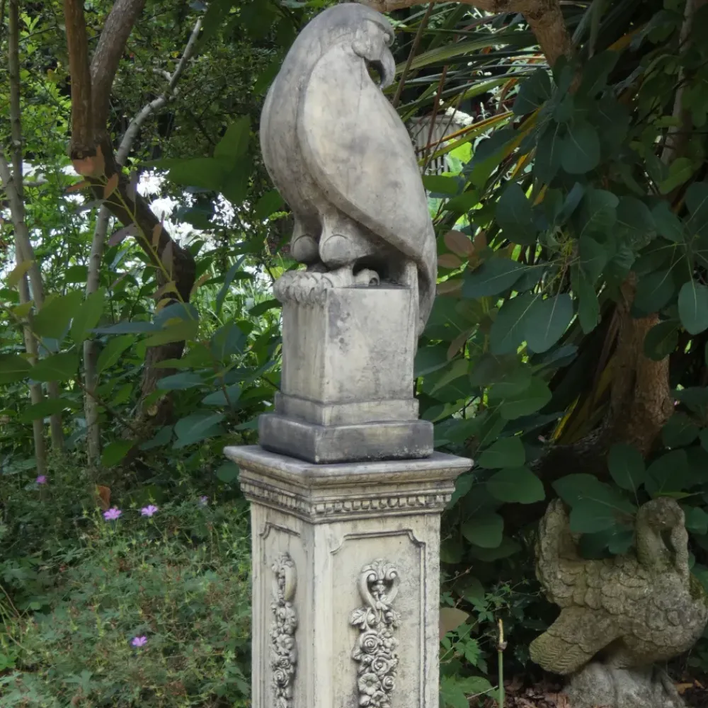 Eagles|Modern^Statues & Sculptures Eagle on Floral Pedestal Modern Stone Garden Statue