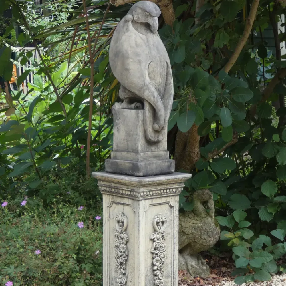 Eagles|Modern^Statues & Sculptures Eagle on Floral Pedestal Modern Stone Garden Statue
