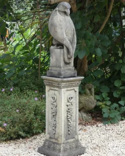 Eagles|Modern^Statues & Sculptures Eagle on Floral Pedestal Modern Stone Garden Statue