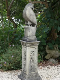 Eagles|Modern^Statues & Sculptures Eagle on Floral Pedestal Modern Stone Garden Statue