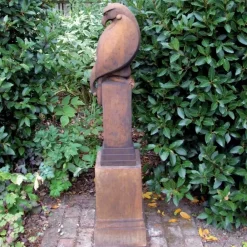 Eagles|Modern^Statues & Sculptures Eagle on Pedestal Modern Stone Garden Statue (Rust)