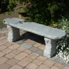 Stone Benches^Statues & Sculptures Elegance II Natural Granite Grey Stone Garden Bench