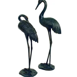Cranes^Statues & Sculptures Elegant Cranes Bronze Metal Garden Ornaments