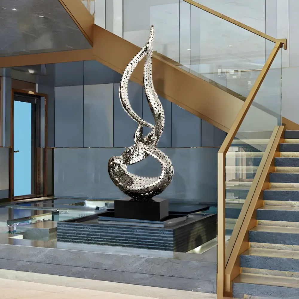 Giant|Floor Standing^Statues & Sculptures Eternal Flame 173cm Gold Metal Garden Sculpture