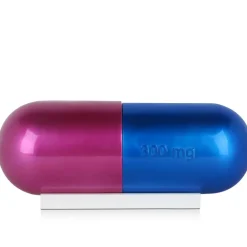 Table Top|Contemporary^Statues & Sculptures Eternal Happiness Pill 13cm Fuchsia Resin Indoor Sculpture