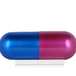 Table Top|Contemporary^Statues & Sculptures Eternal Happiness Pill 13cm Fuchsia Resin Indoor Sculpture