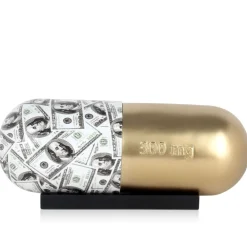 Table Top|Contemporary^Statues & Sculptures Eternal Wealth Pill 13cm Gold Resin Indoor Sculpture