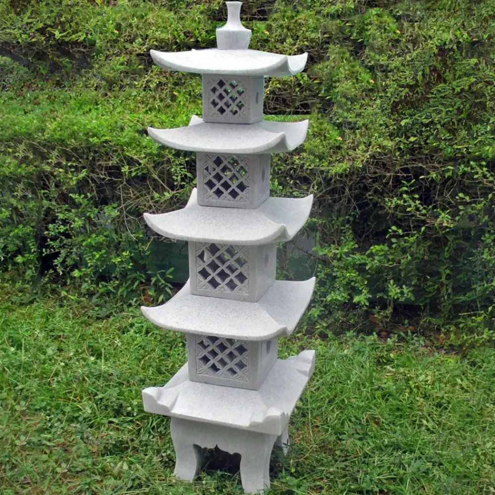 Pagodas^Statues & Sculptures Five Tier Japanese Pagoda Lantern Granite Garden Ornament