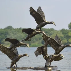 Ducks^Statues & Sculptures Flight of Ducks Life-Size Bronze Metal Garden Statue