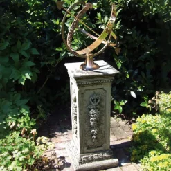 Armillary Sundials^Statues & Sculptures Floral Armillary Stone Garden Sundial