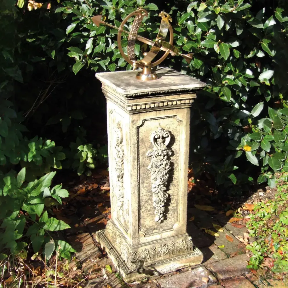 Armillary Sundials^Statues & Sculptures Floral Armillary Stone Garden Sundial