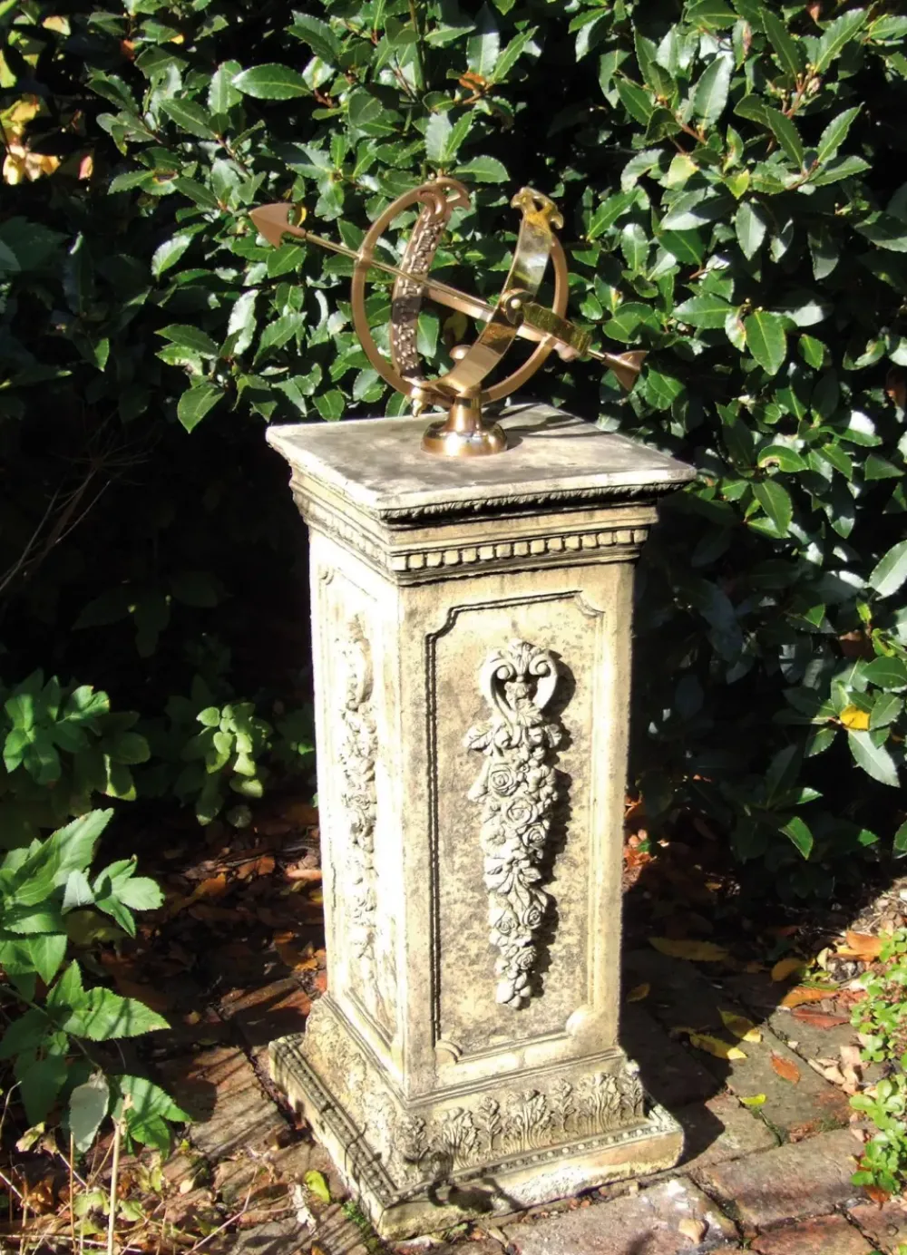 Armillary Sundials^Statues & Sculptures Floral Armillary Stone Garden Sundial