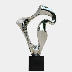 Floor Standing|Table Top^Statues & Sculptures Flow Motion 90cm Silver Metal Indoor Sculpture v1