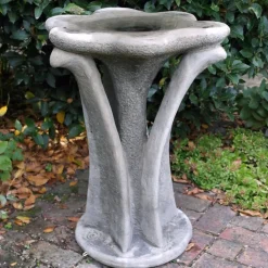 Bird Baths^Statues & Sculptures Flower Design Stone Garden Bird Bath