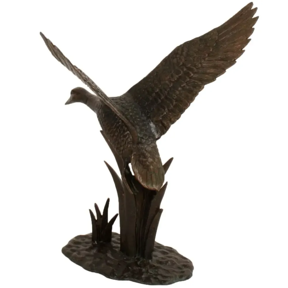 Ducks^Statues & Sculptures Flying Duck Bronze Metal Garden Ornament
