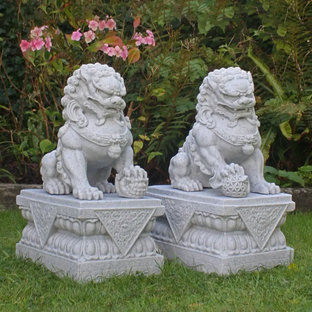 Lions^Statues & Sculptures Foo Dogs 76cm Granite Chinese Garden Statues