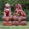 Lions^Statues & Sculptures Foo Dogs 45cm Red Chinese Garden Statues