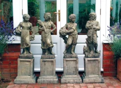 Children^Statues & Sculptures Four Seasons Children Stone Garden Statues on Pedestals
