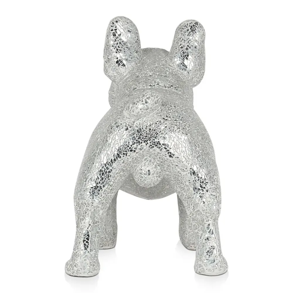 Table Top|Floor Standing^Statues & Sculptures French Bulldog 38cm Silver Resin Indoor Sculpture