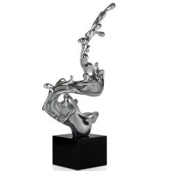 Floor Standing|Abstract^Statues & Sculptures Frozen Motion 86cm Silver Resin Indoor Sculpture